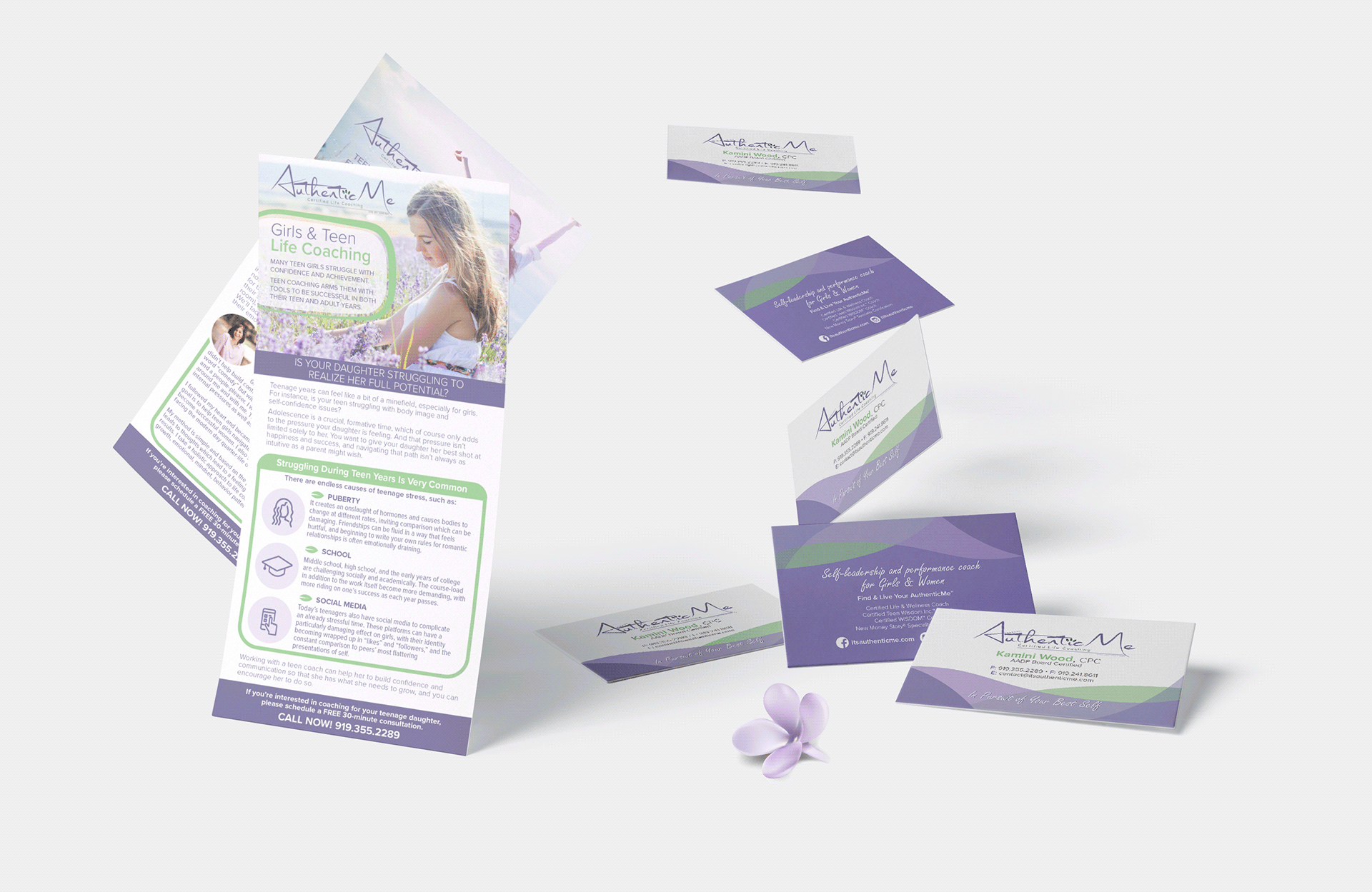 Elivera Designs Rack Card and Business Cards for Life Coaching Services