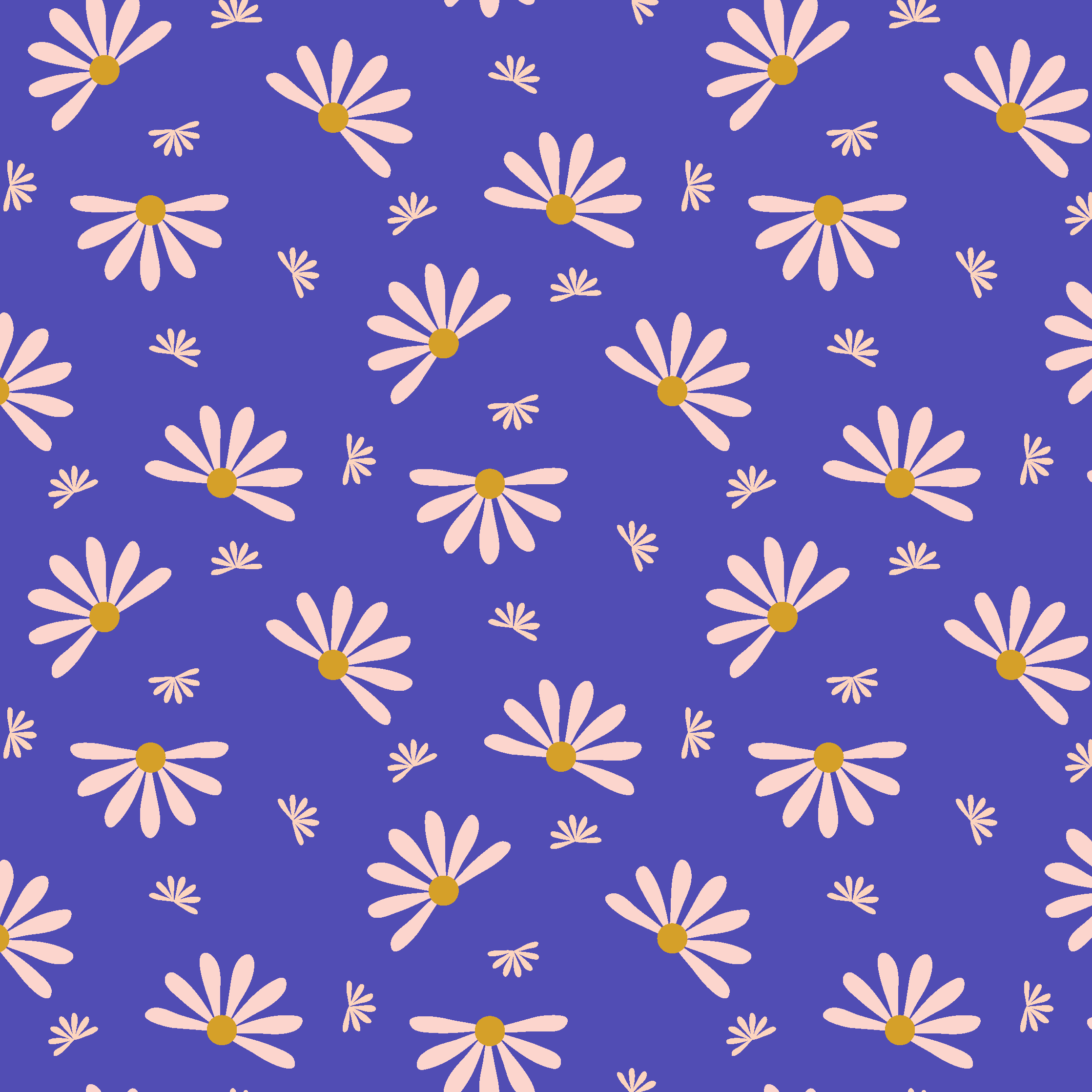 Blue Daisies Floral Pattern by Elivera Designs