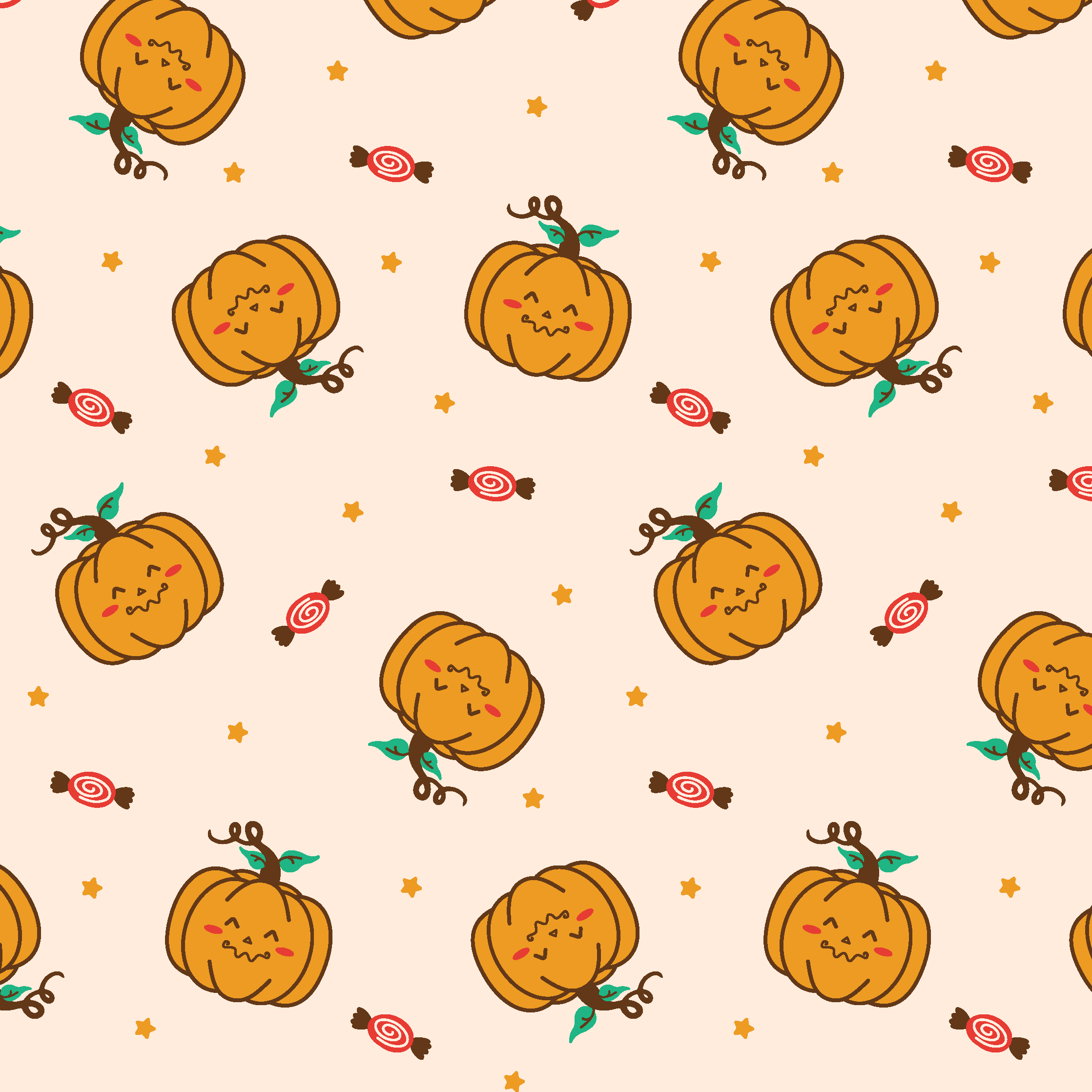 Cute Halloween Fall Pumpkins Pattern by Elivera Designs