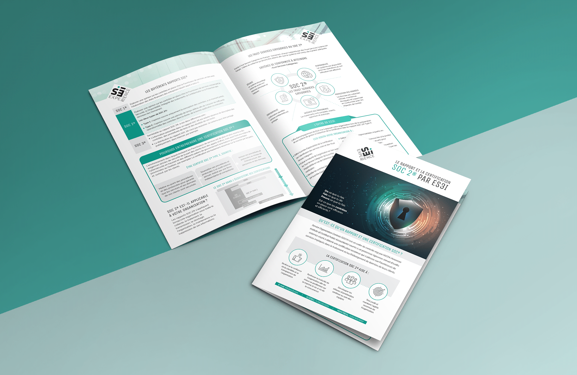 Bifold Brochure Design about SOC Certification by Elivera Designs