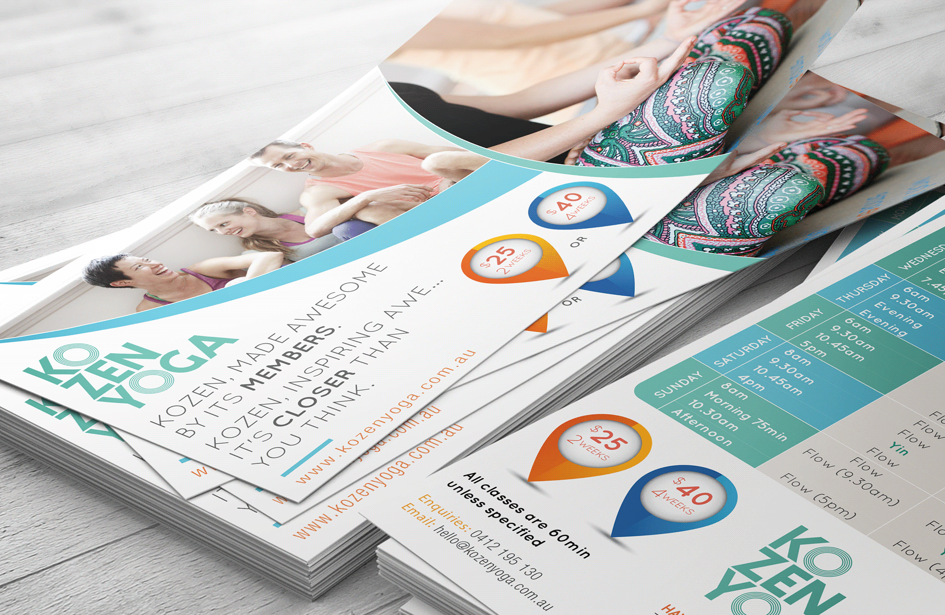 Rack Card Design for Yoga Classes by Elivera Designs