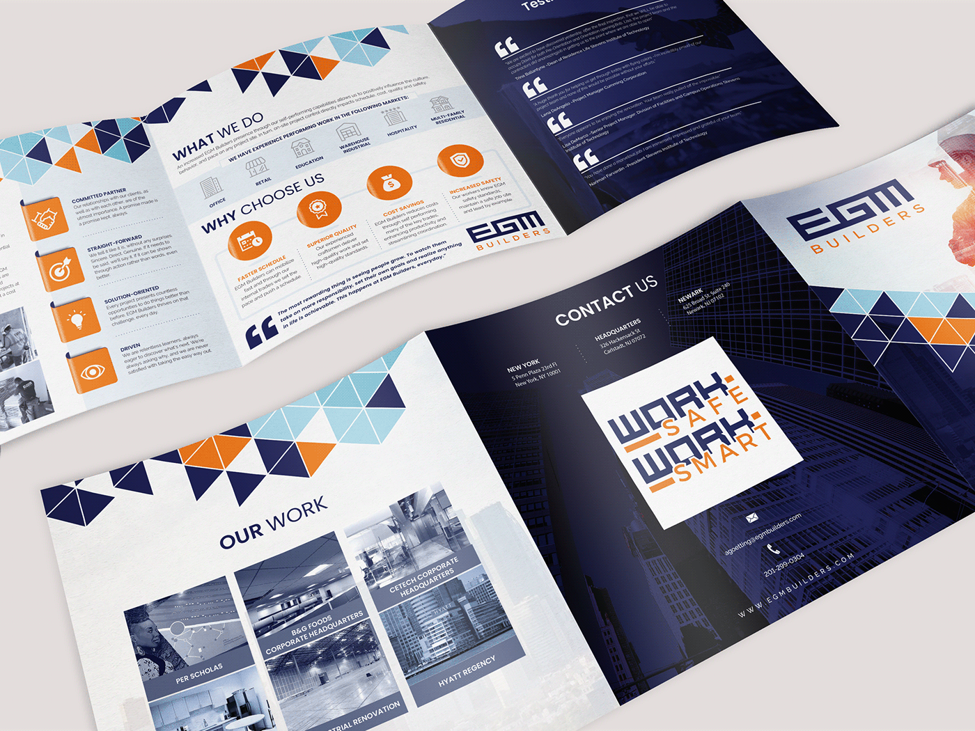 Square Trifold Brochure Construction Company by Elivera Designs