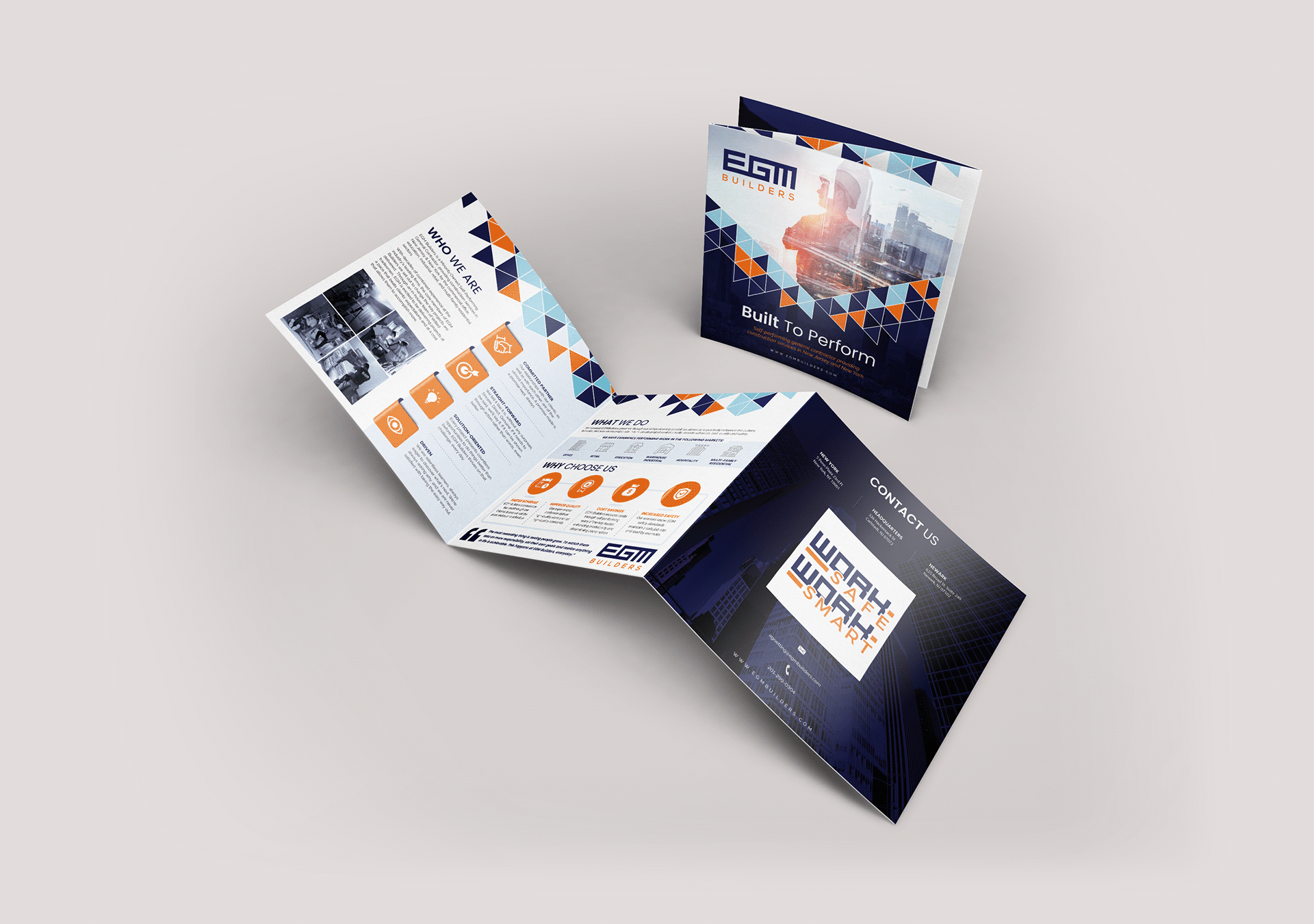 Square Trifold Brochure Design for Construction Company by Elivera Designs