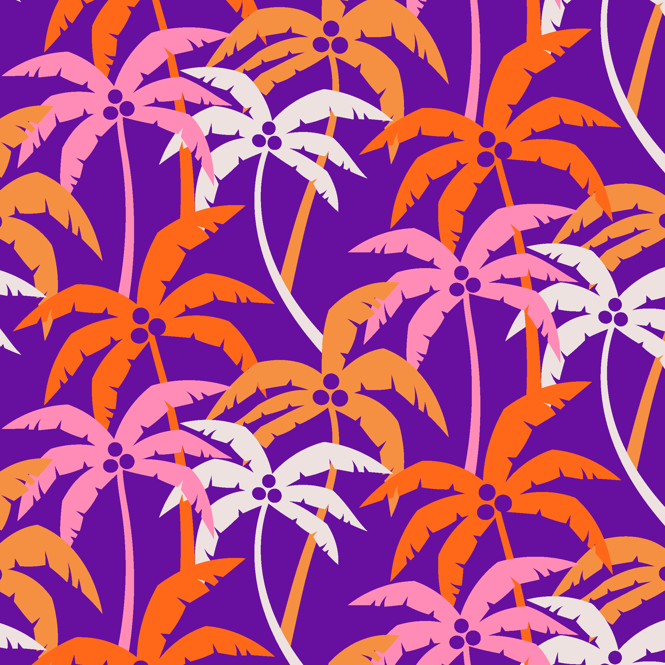 Purple and Orange Tropical Palm Trees Pattern by Elivera Designs 