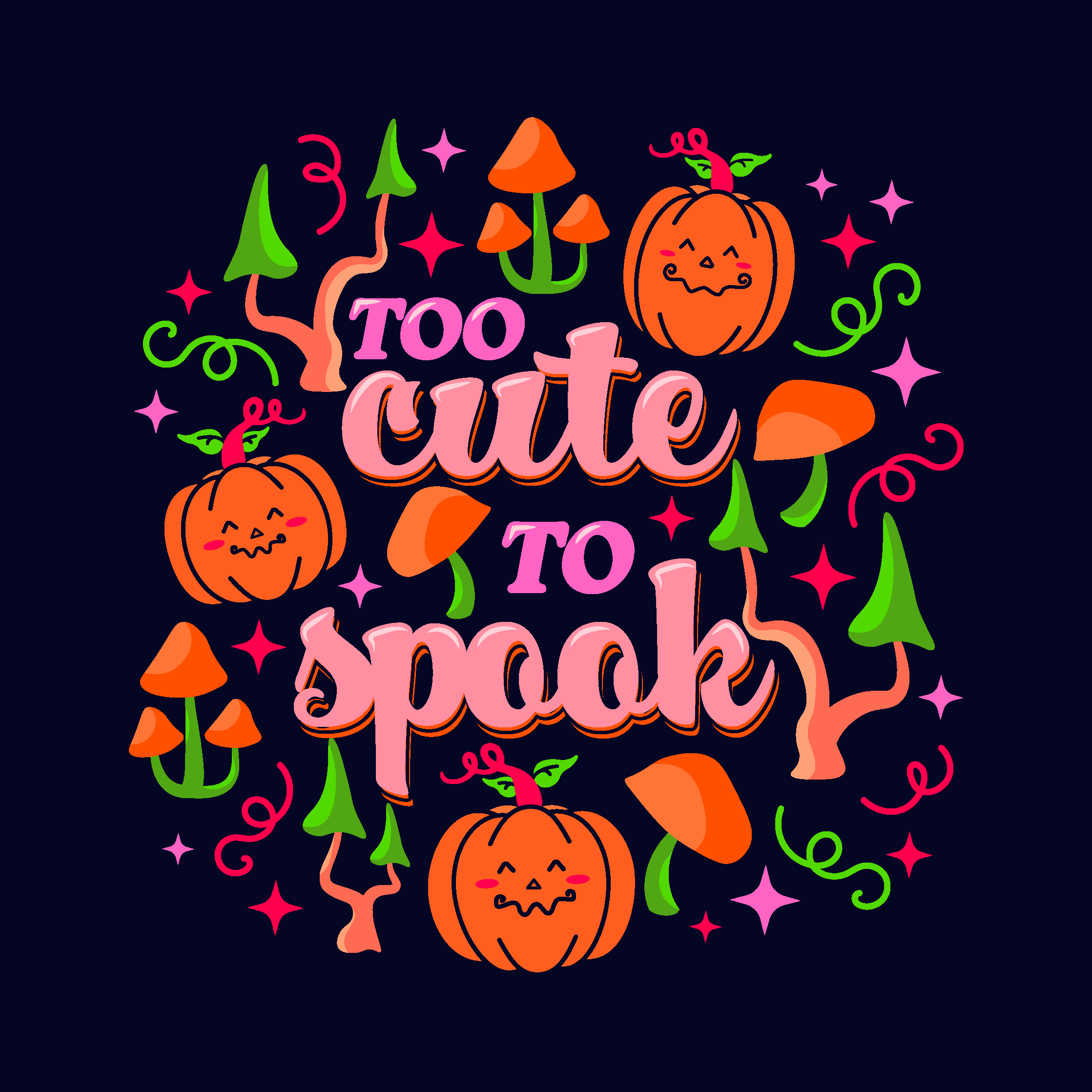 Too Cute To Spook Halloween Illustration by Elivera Designs